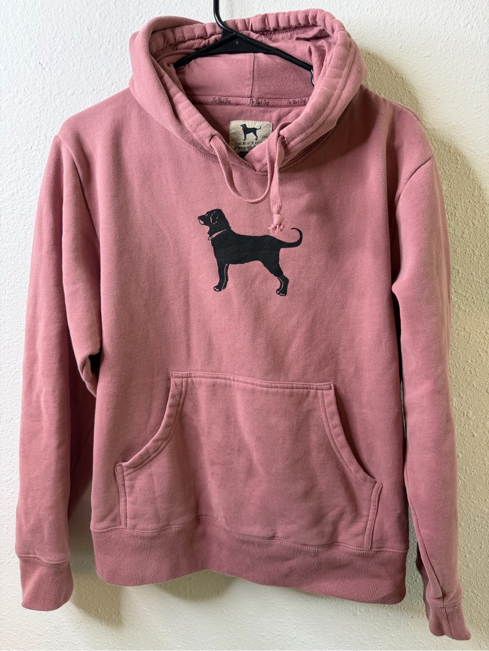 The Black Dog Pink Pullover Hoodie with Black Dog Graphic